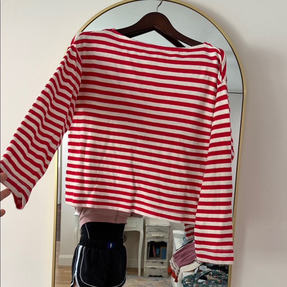 Universal Threads Red and White Striped Long Sleeve Top